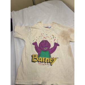 Vtg 1990s Barney Shirt Kids Purple Dinosaur Lyons Group Sz 5 10 Year Anniversary